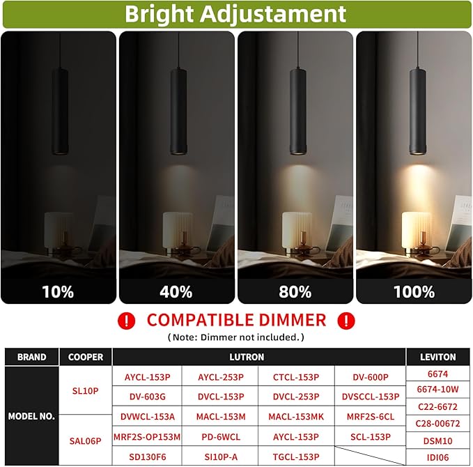 OKELI Black LED Mini Pendant Light, Dimmable Hanging Pendant with Adjustable Beam Angle, 3CCT 2700K–6000K Modern Pendant Light for Kitchen Island, Bar Counter or Bedroom, 12W 11.8", 1 Pack