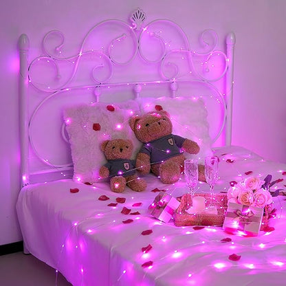 JMEXSUSS 200 LED Fairy Room Lights, 66 ft Pink Lights Outdoor Waterproof 8 Modes Pink String Lights Indoor with Wheel, Remote Control Twinkle Lights Plug in for Christmas Decor
