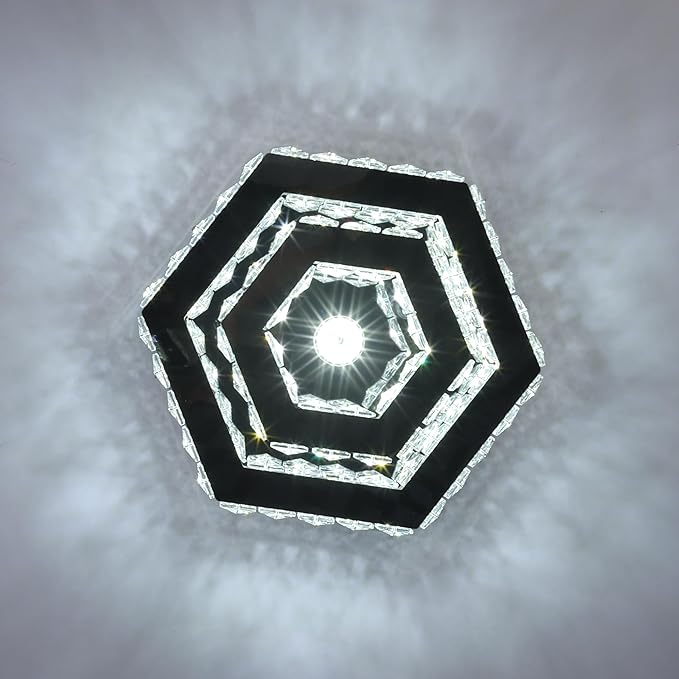 Modern LED Chandelier Flush Mount Ceiling Light Fixture Crystal Chandeliers for Living Room Bedroom Dining Kitchen (6500K Cool White)