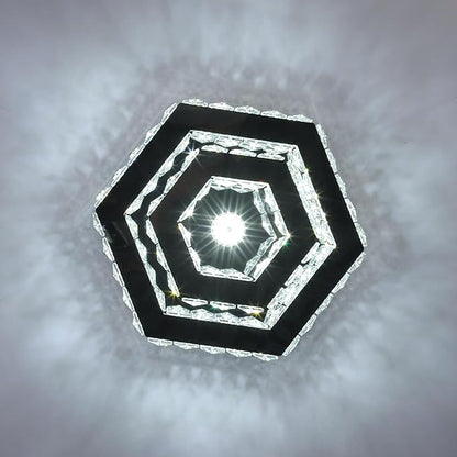 Modern LED Chandelier Flush Mount Ceiling Light Fixture Crystal Chandeliers for Living Room Bedroom Dining Kitchen (6500K Cool White)