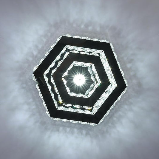 Modern LED Chandelier Flush Mount Ceiling Light Fixture Crystal Chandeliers for Living Room Bedroom Dining Kitchen (6500K Cool White)