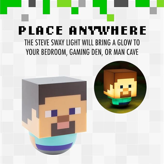 Paladone Steve Swaying Night Light for Kids | Officially Licensed Minecraft Bedroom Decor, Multicolour, one Size