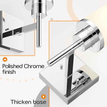 Vanity Lights Polished Chrome Bathroom Light Fixtures with White Frosted Glass Shade, Wall Sconce for Mirror Hallway Entrance Porch T001CH-L1