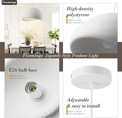 19.7in Wabi Sabi Pendant Light, Kitchen Island Lighting Fixture Ceiling Mount Japanese Lamp Japandi Chandelier for Dining Living Room Hallway Bedroom Restaurant Hanging Lamp, White 1 Pack