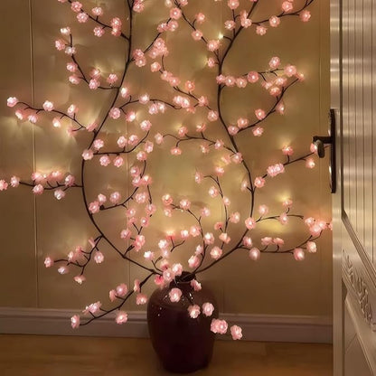 Cherry Blossom Tree Branch Lights for Wall,Cherry Enchanted Willow Vine Lights,with 96 LED and 8 Lighting Modes,Remote Timer,for Bedroom Wall Doors Windows Wedding Christmas Holiday (71inch)