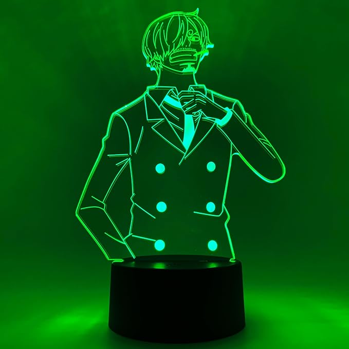 Otaku Lamps Sanji One Piece – Anime Lamp Figure Night Light, 16 Color RGB LED – 3D Anime Room Décor Gift for Otaku