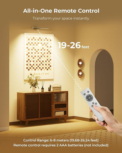 Picture Light for Wall with Remote, Picture Lights Battery Operated Rechargeable 12000mAh, 3 Colors & 3 Timers, Brightness Dimmable for Gallery Poster Frame Painting Photo Art Display (Gold, 1 Pack)
