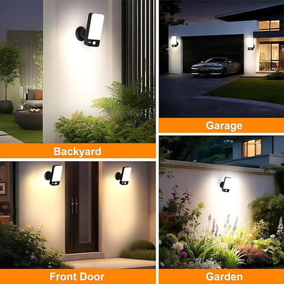 Motion Sensor Outdoor Light, 10000mAh Rechargeable Battery Operated Outdoor Light with 3 Modes, 3000-6000K Dimmable IP65 Waterproof Security Lights for House, Fences, Porches, Garden (2, Black)