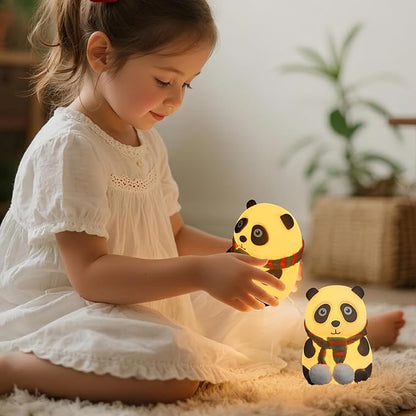 Cute Panda Night Light, LED Soft Clay Novelty Animal Night Light with 7 Color Modes, Soft Silicone Dimming for Decoration (Panda)
