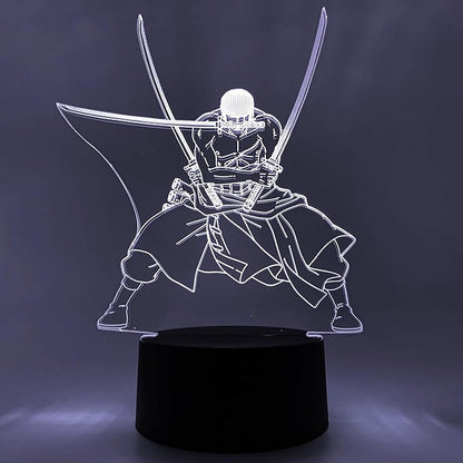 Otaku Lamps Zoro One Piece – Anime Lamp Figure Night Light, 16 Color RGB LED – 3D Anime Room Décor Gift for Otaku