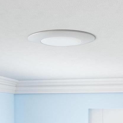 NICOR Lighting 6 inch White Lexan Flat Albalite Shower Trim with Plastic Trim Ring and Albalite Lens (17575)