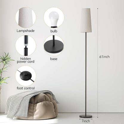 SUNMORY Floor Lamps for Living Room/Bedroom/Office, Standing Lamp with 9W LED Bulb, 3 Color Temperature 61'' Tall Lamp, Suitable for Modern/Boho/Farmhouse and Other Home Decor Styles
