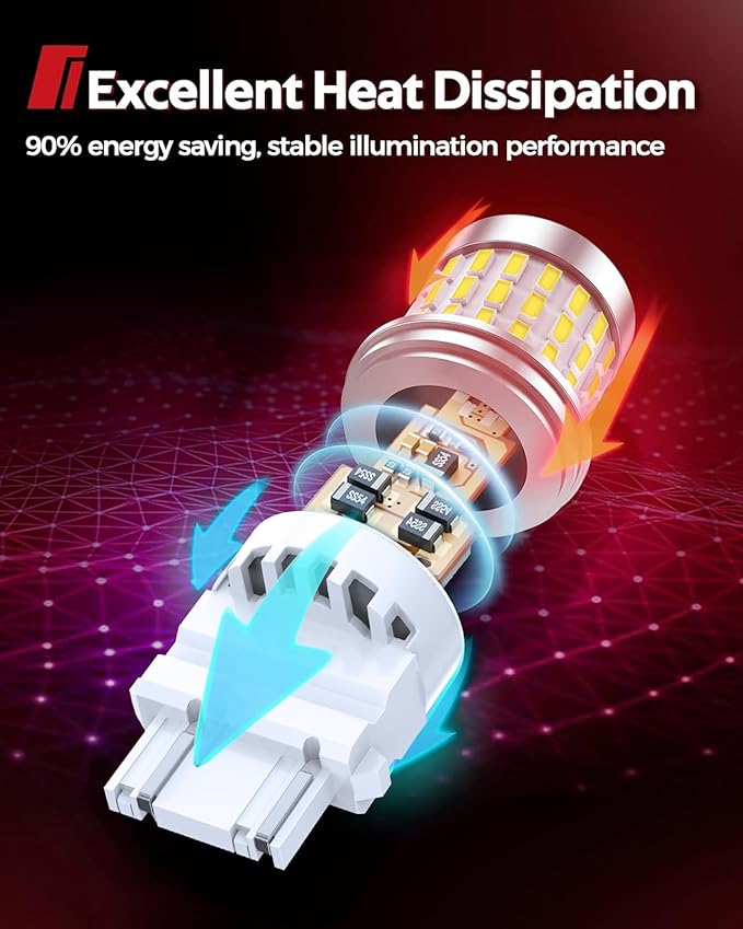 Torchbeam Upgraded 3157 LED Reverse Light Bulbs 6000K White - Super Bright 3000LM Backup Brake Tail Lights, 3156 4157 3057 3457 4114 Replacement Bulbs with HD Projector, DRL Parking Lights (2 Pcs)