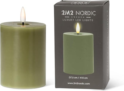 Abbott Collection Wax LED Flameless Pillar Candle - Green (3x4 H)