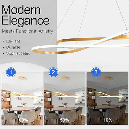 Gold Modern Chandelier for Dining Room,47.24" Linear Led Chandelier Large Modern Pendant Light for Kitchen Island Lighting Dimmable 3000K-6500K Adjustable Color Temperature