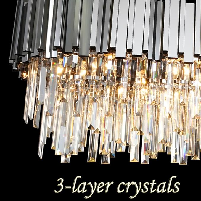 Chrome Rectangle Crystal Chandeliers L59'' Rectangular Modern Chandeliers for Dining Room 22 Light Contemporary Chrome Light Fixture Over Dining Table Extra Large