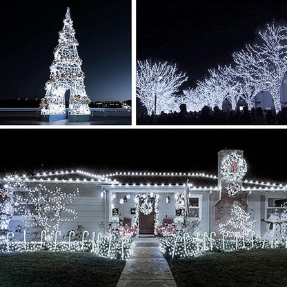 suddus 66ft 200 LED Outdoor String Lights, White Fairy Lights Battery Operated with Remote, Led Twinkle Lights for Bedroom, Wreath, Patio, Tapestry, Backyard, Garden, Christmas, Party, Indoor