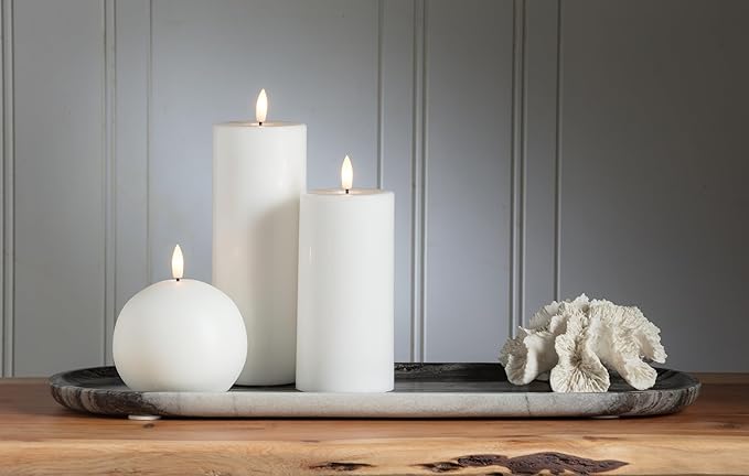 Abbott Collection Wax LED Flameless Ball Candle - White (4" D)