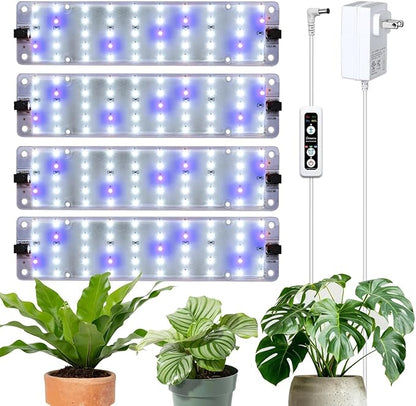 Grow Lights, 40W Linkable Grow Lights for Indoor Plants Full Spectrum, 6/12/16h Timer, Dimmable Ultra-Thin Plant Lights for Indoor Growing, Bluish White, 1-Set