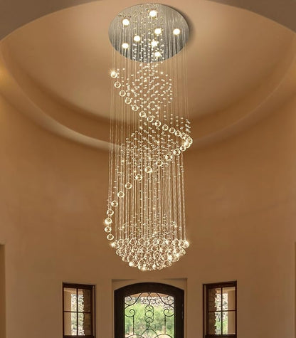 D24'' x H78'' Crystal Chandelier Glam Chandelier High Ceiling Chandeliers for Staircaes Large Raindrop Chandeliers LED Dimmable Light Fixtures for Foyer Hallway Entryway