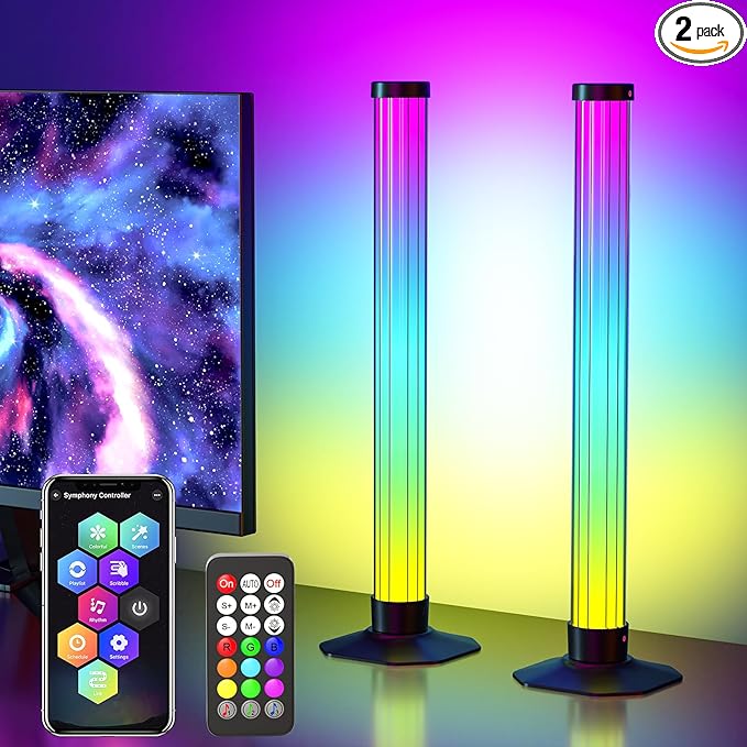 360° Smart Light Bar, RGB Light Bars, Crystal Ambient Mood Light with 16 Million Colors, 213 Preset & 8 Scene Modes, Music Sound Sync, 3 Modes Control, RGB & IC Backlight for TV/Monitor/Gaming/Room