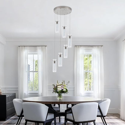 Pendant Lights Kitchen Island Brushed Nickel, Dimmable LED Pendant Light Fixtures with Remote, Modern Kitchen Pendant Lighting Over Island for Dining Room & Bar Counter 3000K-6000K