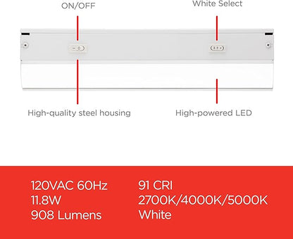 UltraPro 24 inch Hardwired Under Cabinet Lights, 3 Color Settings - 2700K/4000K/5000K - Warm White, Cool White, and Daylight, Under Cabinet Lighting, Dimmable Under Counter Lights for Kitchen, 45368