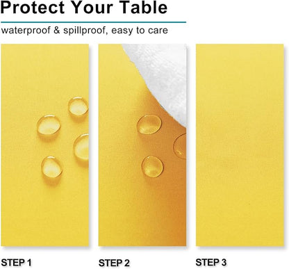 Hiasan Yellow Tablecloth for Rectangle Tables - Waterproof and Spillproof Washable Fabric Table Cloth for Dining Room Kitchen Party, 60 x 120 Inch
