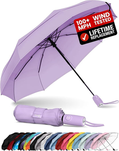 REPEL Windproof Travel Umbrella - Compact & Withstands Winds up to 85MPH , Strongest Premium Auto Folding Umbrella for Rain and Sun - Durable, Light & Portable for Women & Men , Fits Backpack & Cars