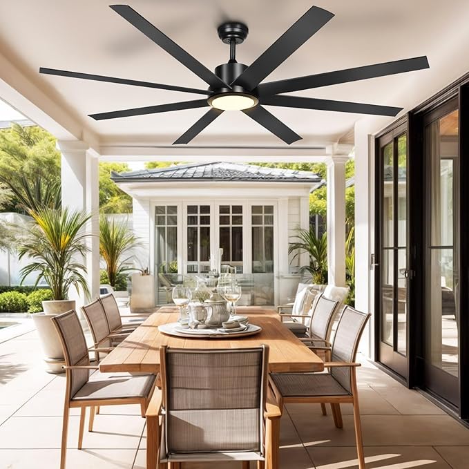 YITAHOME 72 Inch Ceiling Fans with Lights and Remote Control for Indoor, Reversible Quiet DC Motor, 8 Blades with 6 Speed, Modern Ceiling Fans for Living Room - Black