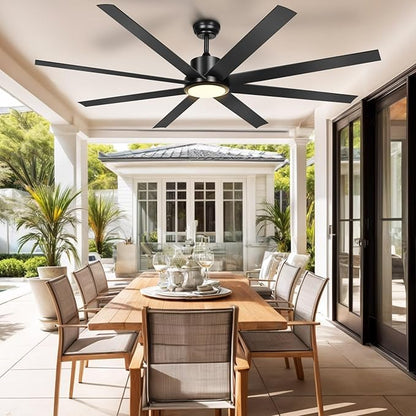 YITAHOME 72 Inch Ceiling Fans with Lights and Remote Control for Indoor, Reversible Quiet DC Motor, 8 Blades with 6 Speed, Modern Ceiling Fans for Living Room - Black