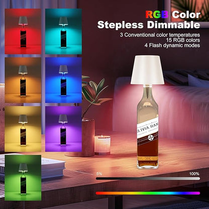 2025 New Wireless Bottle Lamp,RGB LED Bottle Light with Remote Dimmable(RGB White, 1pc)