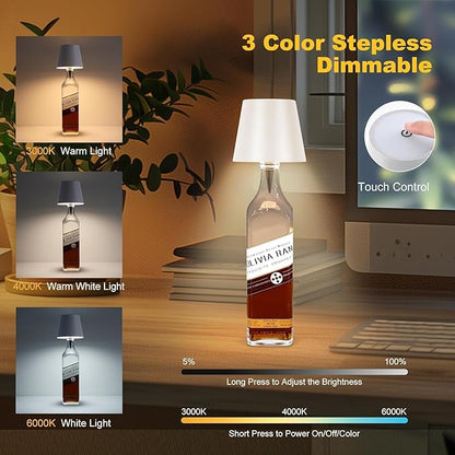 2026 New Wireless Bottle Lamp,LED Bottle Lights for Liquor & Wine Bottles,Bottle Light with Dimmable(White,2pcs)