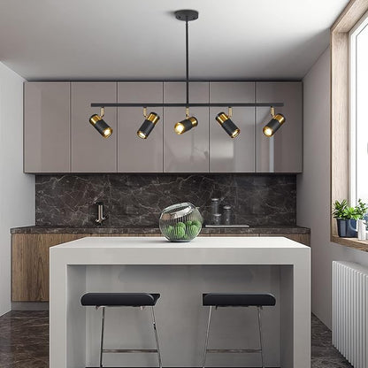5-Light Ceiling Track Lighting Adjustable LED Track Lighting Kit Gold and Black Industrial Ceiling Spot Lighting for Kitchen Farmhouse Accent Lighting…
