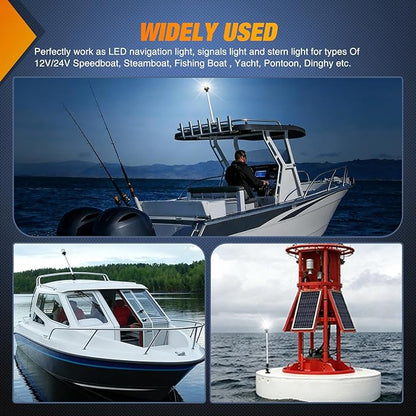 Nilight Marine Boat Stern Light 24Inch White Fold Down Anchor Lights 12V 24V Waterproof 360° Lighting Navigation Lamp for Fishing Ship Sailboat Yacht Pontoon Speedboat Dinghy