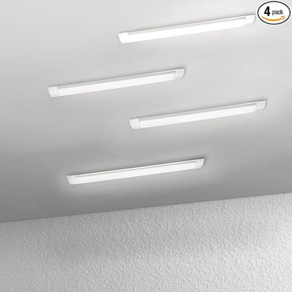 4-Pack 2FT LED Batten, Close to Ceiling Light fixtures, 20W, Ultra-Thin Day Light, 4000K, IP20, LED Ceiling Light for Garage, Stores, Warehouse, Office, Corridor, supermarkets, etc.