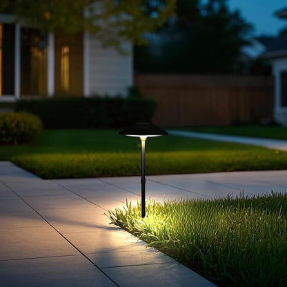 Lumina Lighting® Low Voltage Landscape Lighting Cast-Aluminum Path and Area Light Warm White 3W G4 LED Bulb and ABS Ground Stake Included for Yard Walkway Lawn PAL0108-BkLED10 (Black,10-Pack)