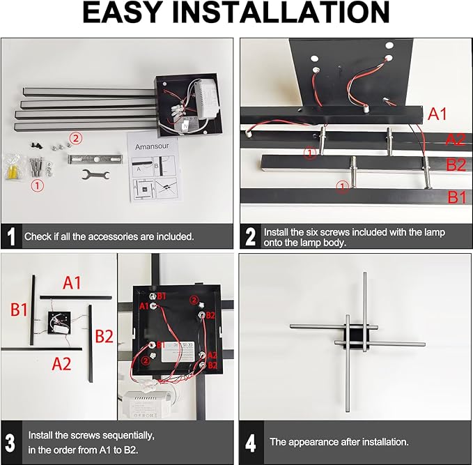 Modern 24in LED Ceiling Light, Minimalist Linear Geometric Flush Mount, 3000K Warm White Ceiling Lamp for Living Room Bedroom Kitchen Dining Room Office