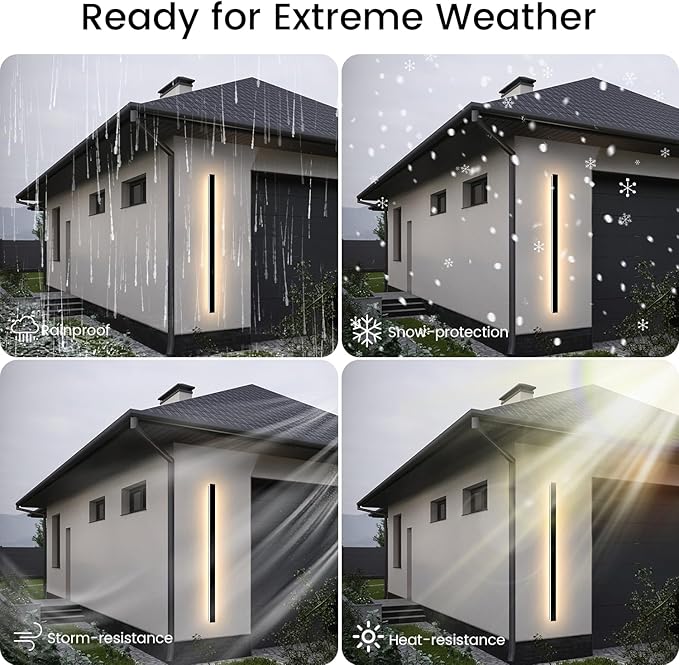 Modern Outdoor Wall Lights - 59inch Black Exterior Light Fixtures Wall, Porch Lights Outdoor Wall Sconce, Patio Long Strip Wall Light Fixtur Outside for Garage, House