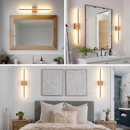 Battery Operated Wall Sconces, 11000mAh Rechargeable Faux Wood Texture Finish Wall Lights with Remote, 350° Rotatable Dimmable Wall Lamp 3 Color Temperatures, for Bedroom, Living Room, Hallway, 1 PCS