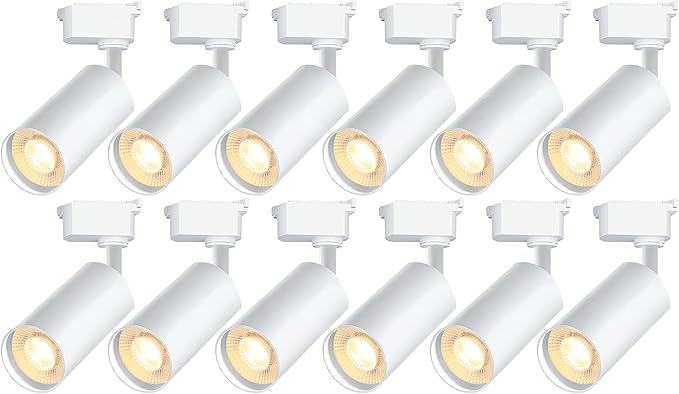Ultra-Bright H Type Track Lighting White Heads (No Track Rails), 12PCS 6000K Cool White 20W 2400lm for Accent Lighting, Dimmable LED Track Lighting Ceiling Spotlight Fixture