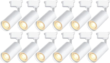 Ultra-Bright H Type Track Lighting White Heads (No Track Rails), 12PCS 6000K Cool White 20W 2400lm for Accent Lighting, Dimmable LED Track Lighting Ceiling Spotlight Fixture