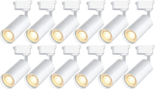 Ultra-Bright H Type Track Lighting White Heads (No Track Rails), 12PCS 6000K Cool White 20W 2400lm for Accent Lighting, Dimmable LED Track Lighting Ceiling Spotlight Fixture