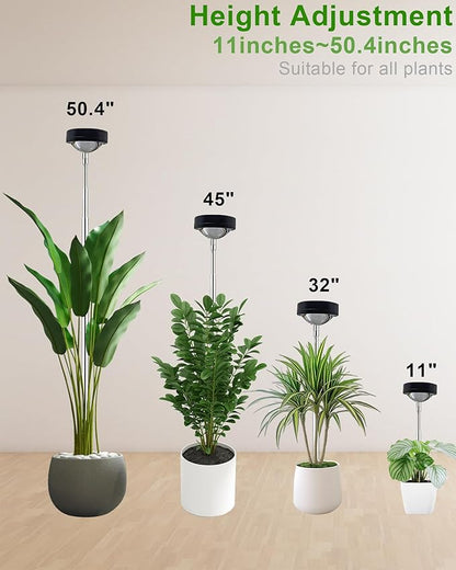 yadoker Plant Grow Light, LED Growing Light Full Spectrum for Indoor Plants,Black Magnifying Glass Plant Lights,Height Adjustable, Automatic Timer, 5V Low Safe Voltage,Idea for Large