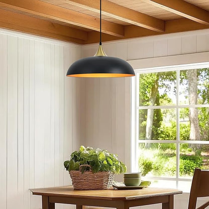 17.7" Large Pendant Light Fixtures, Dome Black and Gold Pendant Lights,Adjustable Pendant Lamps for Dining Room,Kitchen Island