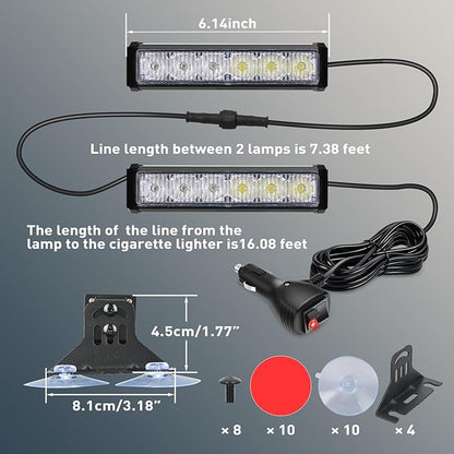 Nilight 12LED Emergency Strobe Traffic Advisor Light Bar 2 in 1 Amber Red Dash Warning Safety Flashing Lights Front/Rear Windshield Construction Lights for Trucks Cars Plow Police Firefighter Vehicles