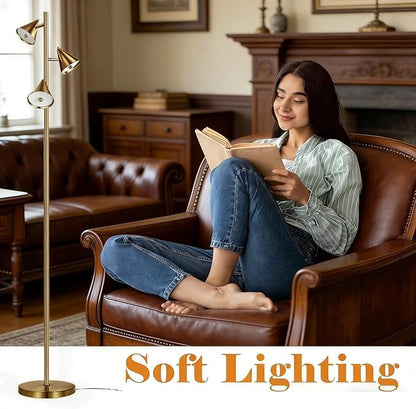 3 Light Floor Lamp for Bedroom, Dimmable 3 Rotatable LED Lights, 5 Color Temps (2700K-6500K), Works with Smart Plugs, 63" Modern Standing Lamp for Living Room, Office – Bronze