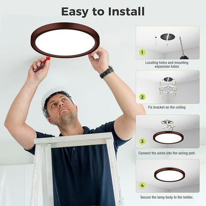 2Pack LED Flush Mount Ceiling Light Fixture Oil Rubbed Bronze, 12Inch 24W, Dimmable&3000K-6500K Adjustable Low Profile Ceiling Lights, 3200LM Modern Lamp for Kitchen, Bedroom, Porch, Hallway