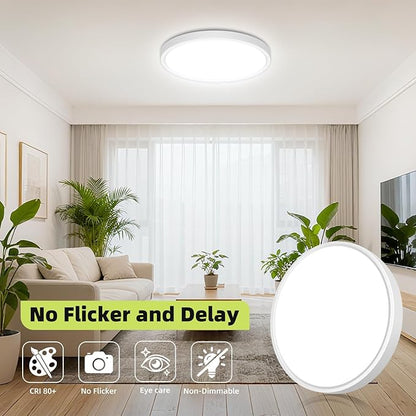 hepside 4Pack 12Inch LED Flush Mount Ceiling Light Fixture 5CCT 24W 2800LM Closet Light Fixture,Small Round Slim Surface Ceiling Lamp for Hallway,Bathroom,Bedroom,Kitchen,Interior