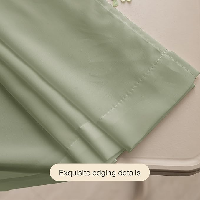 Anmao Non-See-Through Sage Green Privacy Semi Sheer Curtains for Living Room 54 Inch Length 2 Panels Set, Light Filtering That Let Light in Rod Pocket Window Drapes for Bedroom, 40W x 54L, Sage
